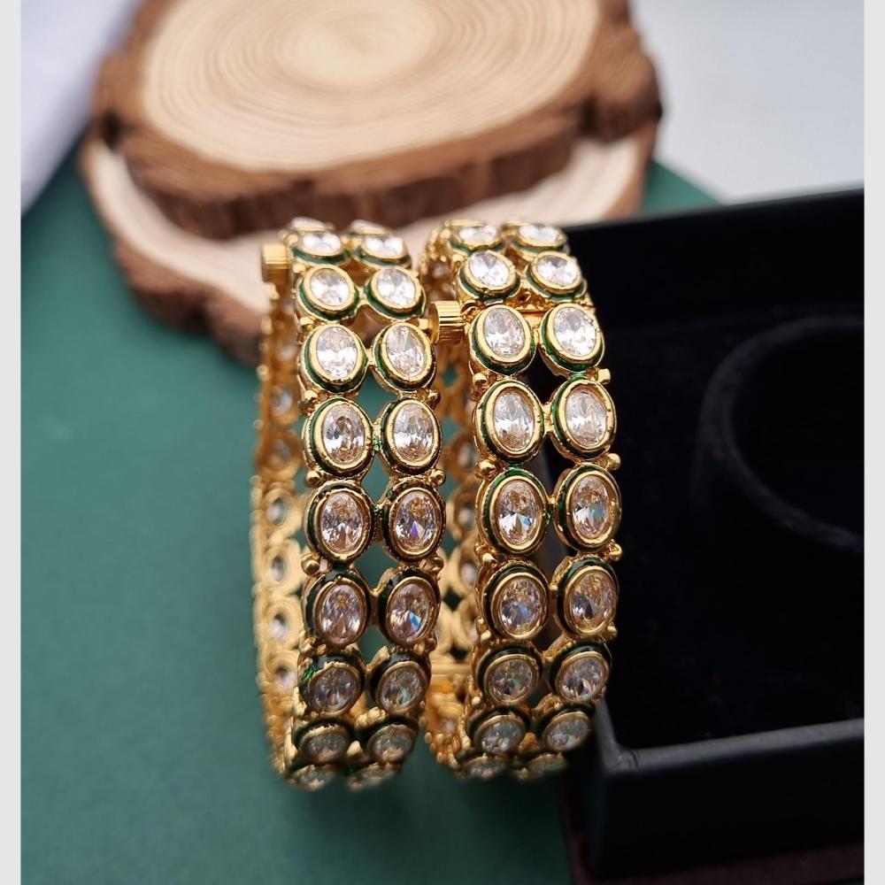 Reet Revaz Gold Plated Crystal Stone Openable Bangles Set