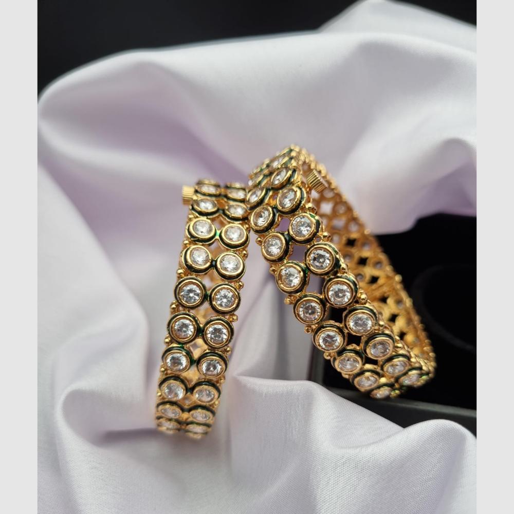 Reet Revaz Gold Plated Crystal Stone Openable Bangles Set