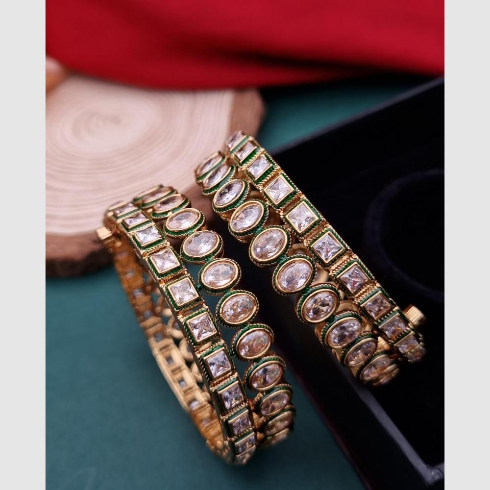 Reet Revaz Gold Plated Crystal Stone Openable Bangles Set