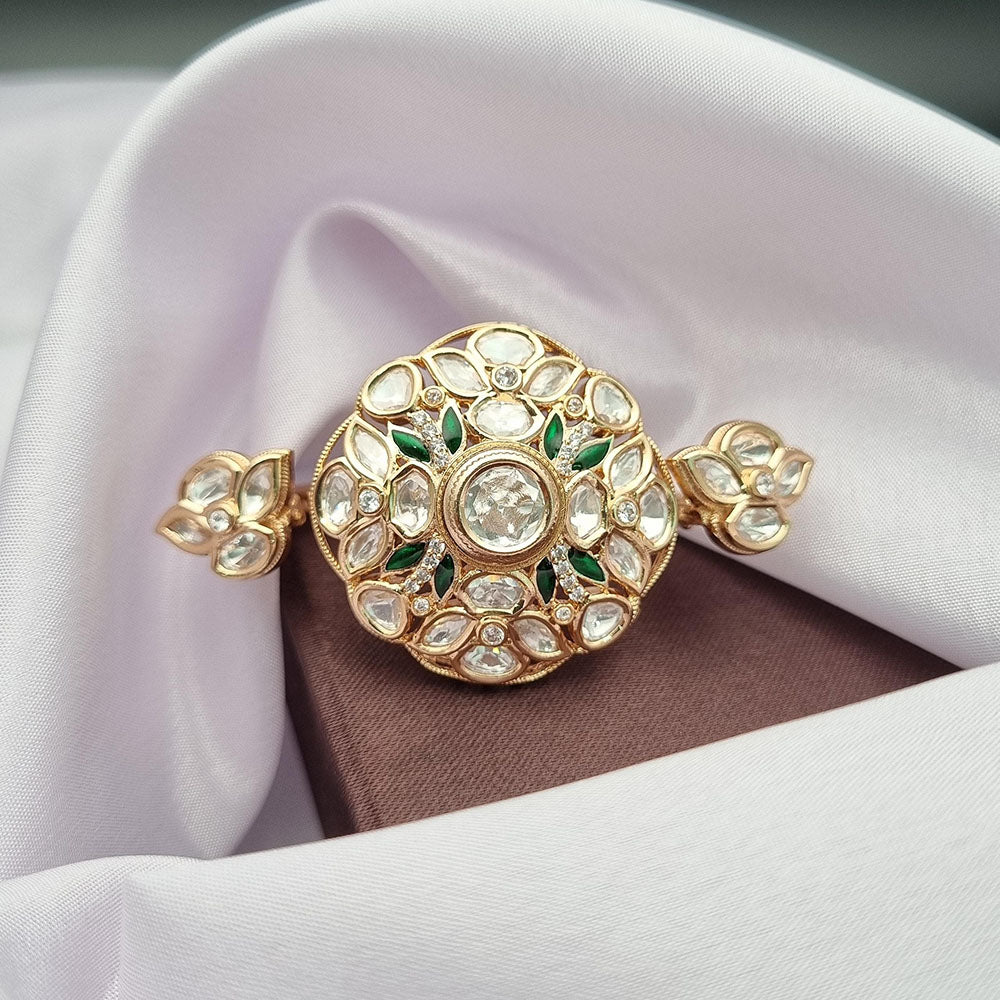 Reet Revaz Gold Plated Polki Kundan Stone And Meenakari Ring