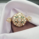 Reet Revaz Gold Plated Polki Kundan Stone And Meenakari Ring