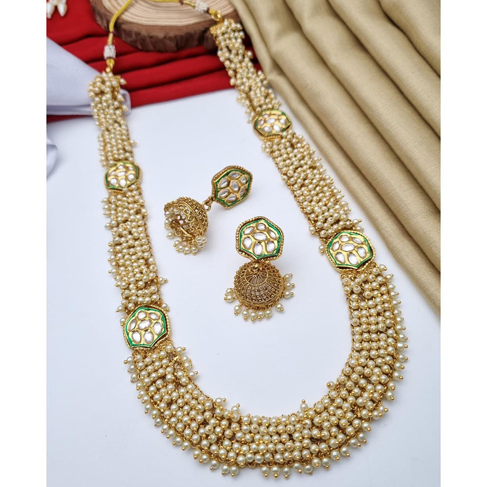 Reet Revaz Rajkumari Look Pota Stone And Pearl Ethnic Glam Long Necklace Set
