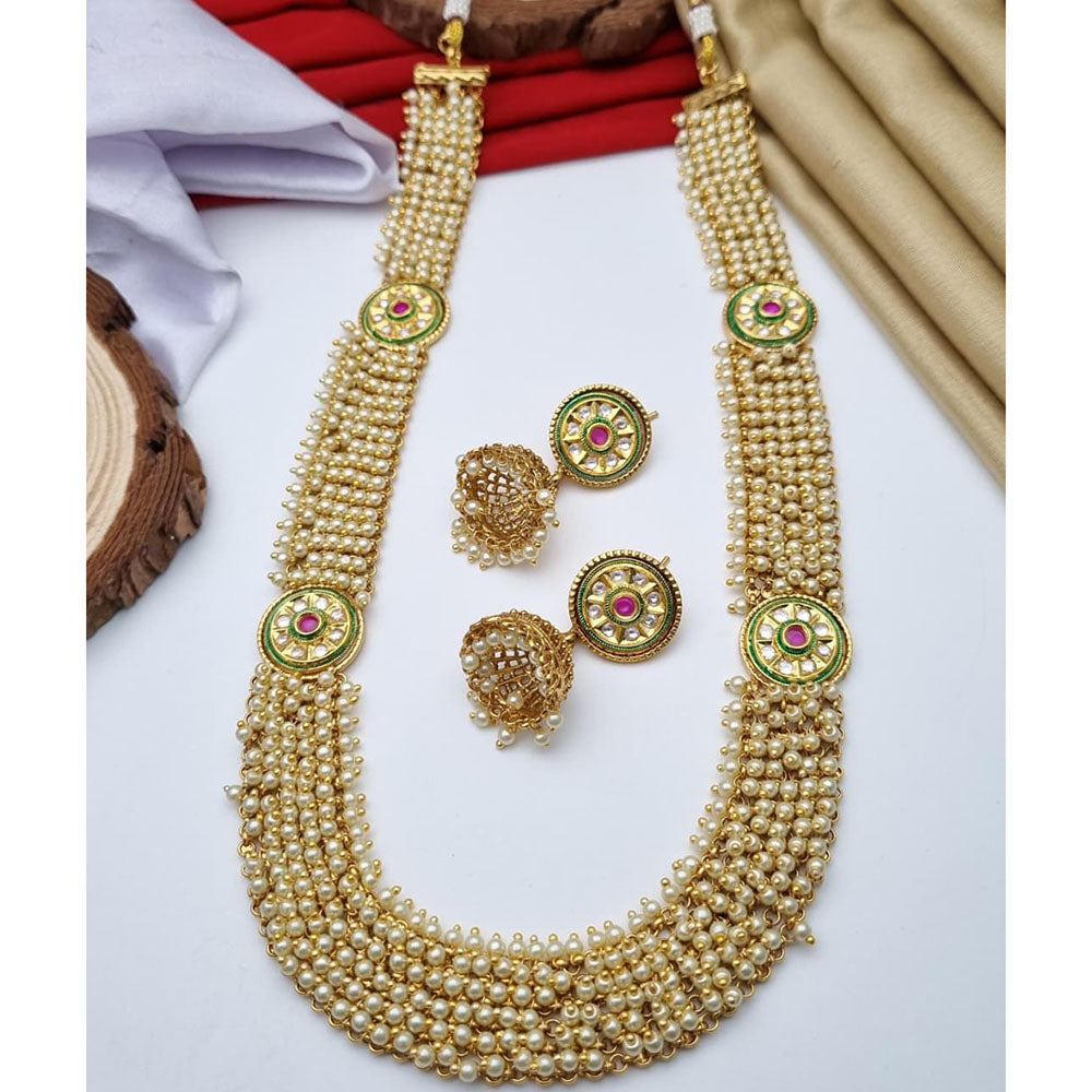 Reet Revaz Rajkumari Look Pota Stone And Pearl Ethnic Glam Long Necklace Set