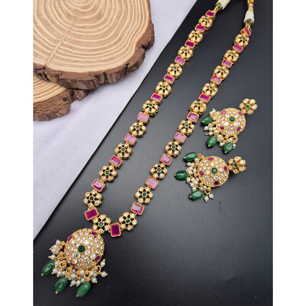 Reet Revaz Rajkumari Look Pota Stone And Pearl Ethnic Glam Long Necklace Set