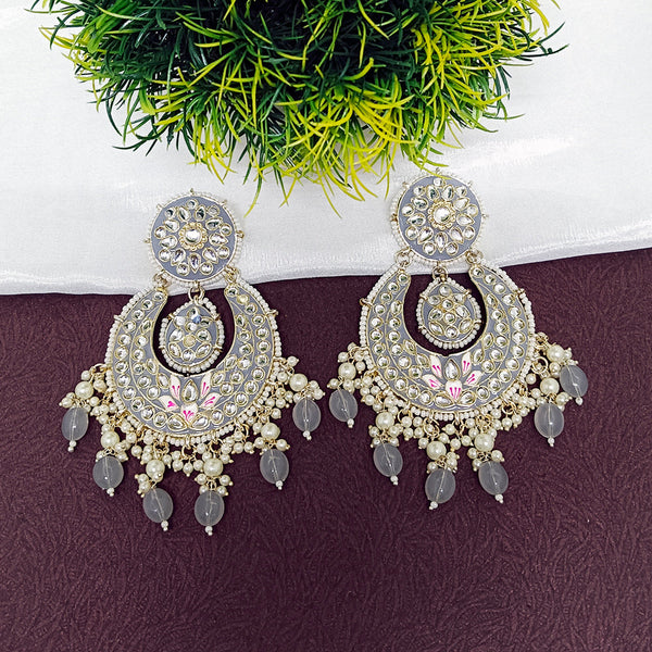 Darshana Jewels Gold Plated Kundan And Meenakari Dangler Earrings