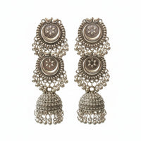 Urthn Stylish Oxidised Jhumka Earrings (Pack Of 6)