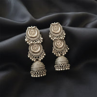 Urthn Stylish Oxidised Jhumka Earrings (Pack Of 6)