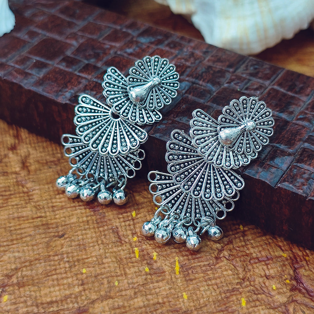 Darshana Jewels  Oxidised Plated Peacock Jhumki Earrings - 1320010(Pack of  6)