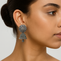Darshana Jewels  Oxidised Plated Jhumki Earrings - 1320019