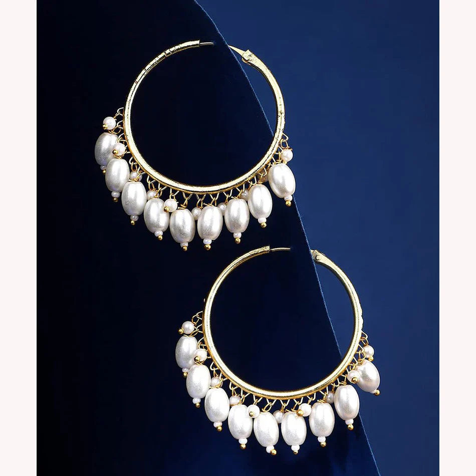Darshana Jewels Beads And Pearl Hopps Earrings