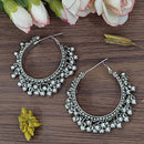 Darshana Jewels Vintage Oxidised Plated Statement Hoops Earrings 