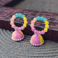 Darshana Jewels Multi Meenakari Jhumki Earrings