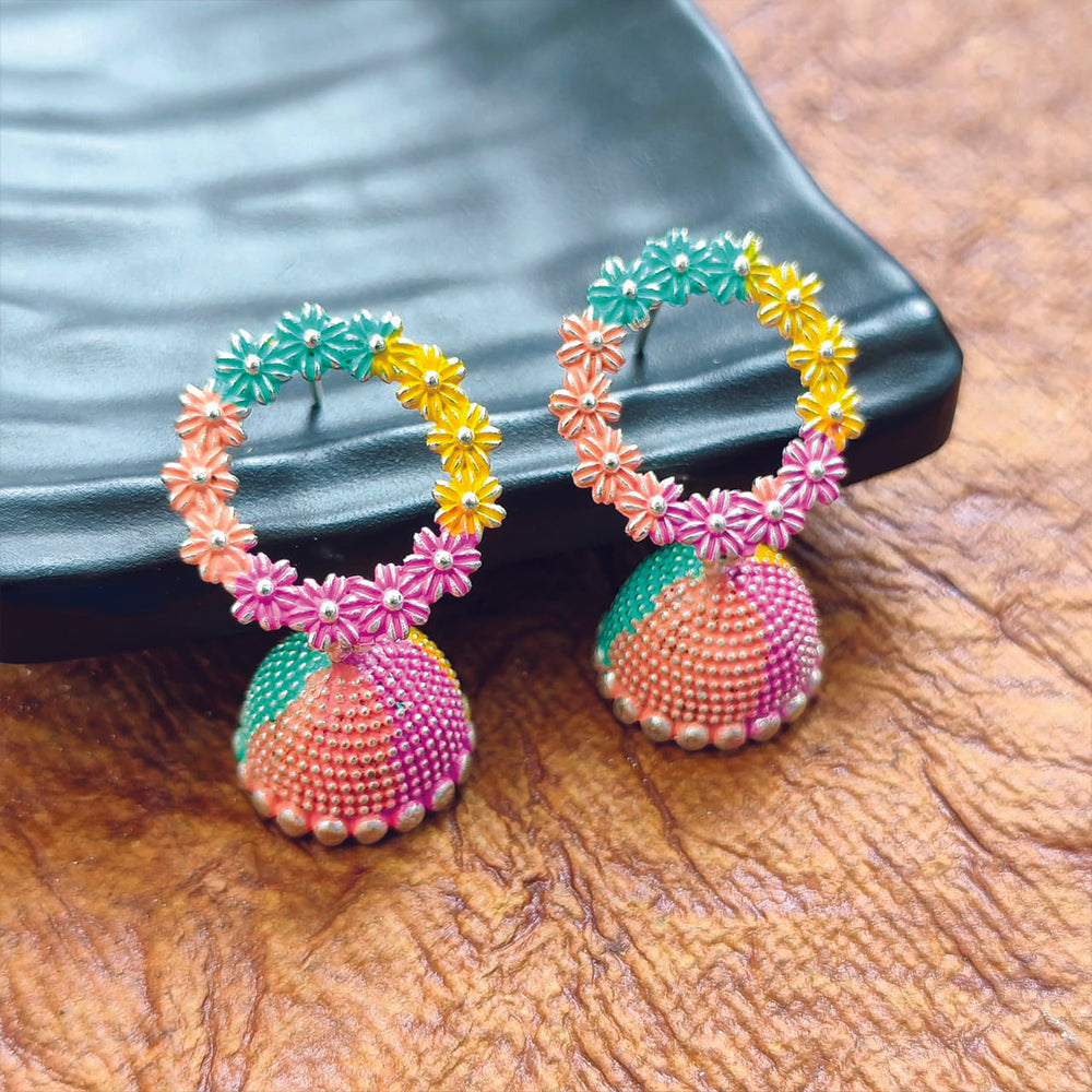 Darshana Jewels Multi Meenakari Jhumki Earrings