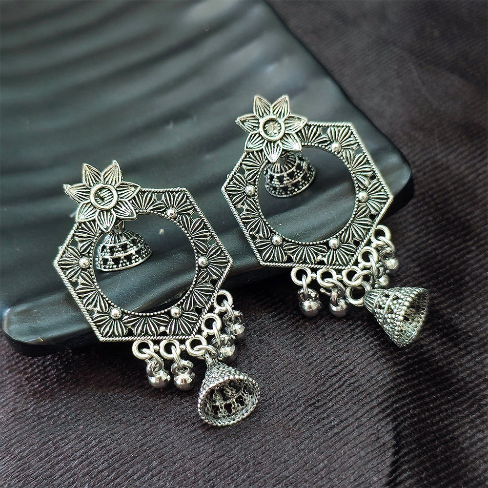 Darshana Jewels oxidised Plated Jhumki Earrings