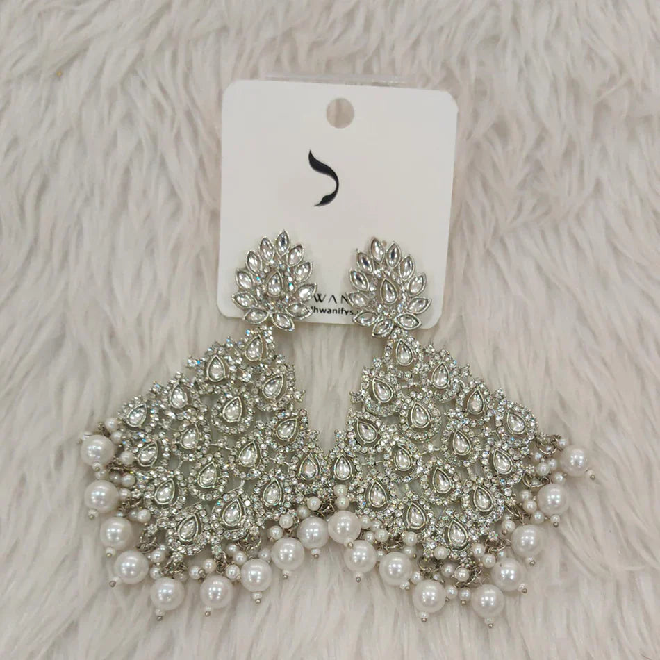 Darshana Jewels Luxury Kundan Stone And Pearl Dangler Earrings