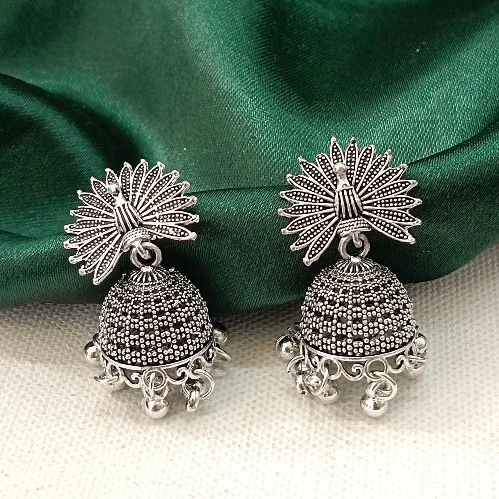 Darshana Jewels  Oxidised Plated Peacock Jhumki Earrings(Pack of  6)