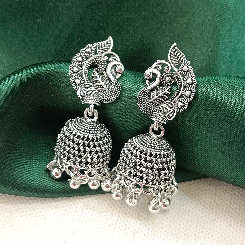 Darshana Jewels  Oxidised Plated Peacock Jhumki Earrings(Pack of  6)