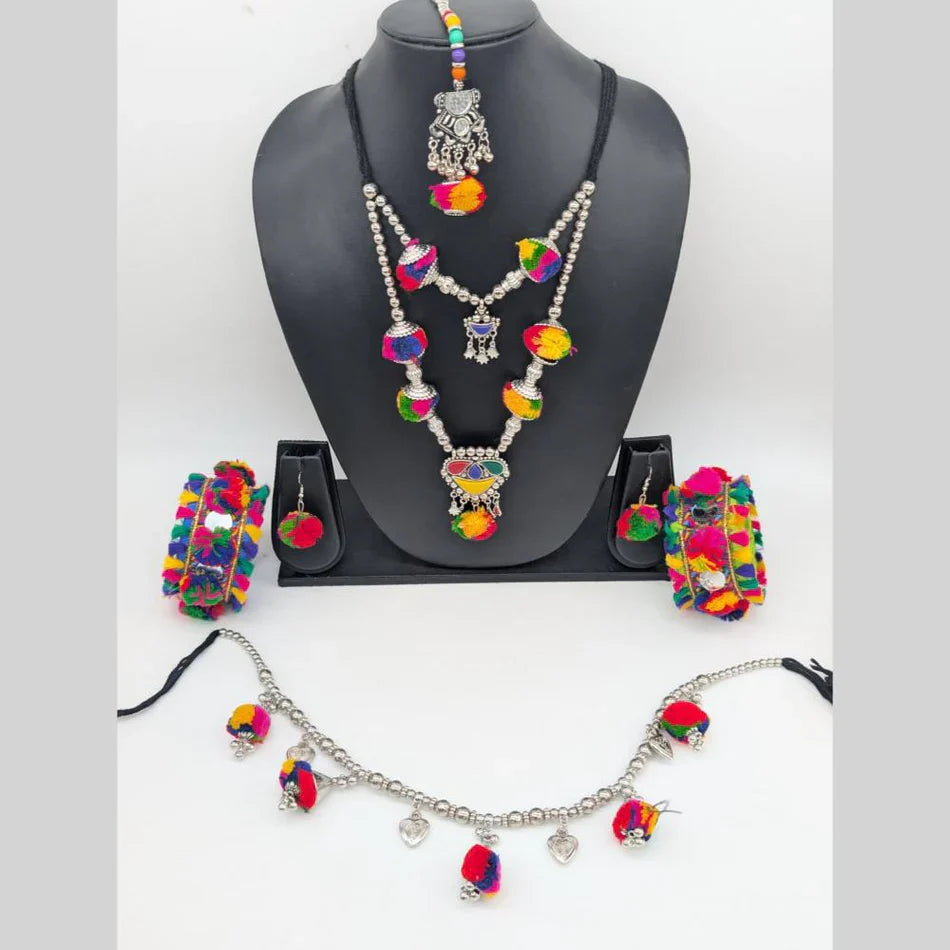 Darshana Jewels Vibrant Pom Pom Jewellery Combo Set