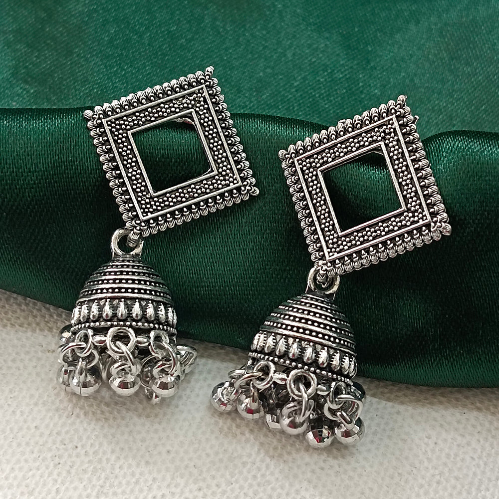 Darshana Jewels  Oxidised Plated Sqaure Jhumki Earrings(Pack of  6)