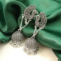 Darshana Jewels  Oxidised Plated Peacock Jhumki Earrings