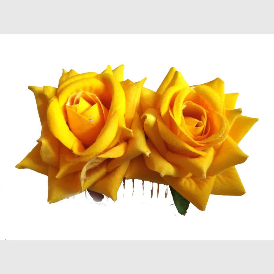 Darshana Jewels Blush Bloom Hair Pin Yellow Floral Charm Set