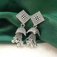Darshana Jewels  Oxidised Plated Floral Jhumki Earrings
