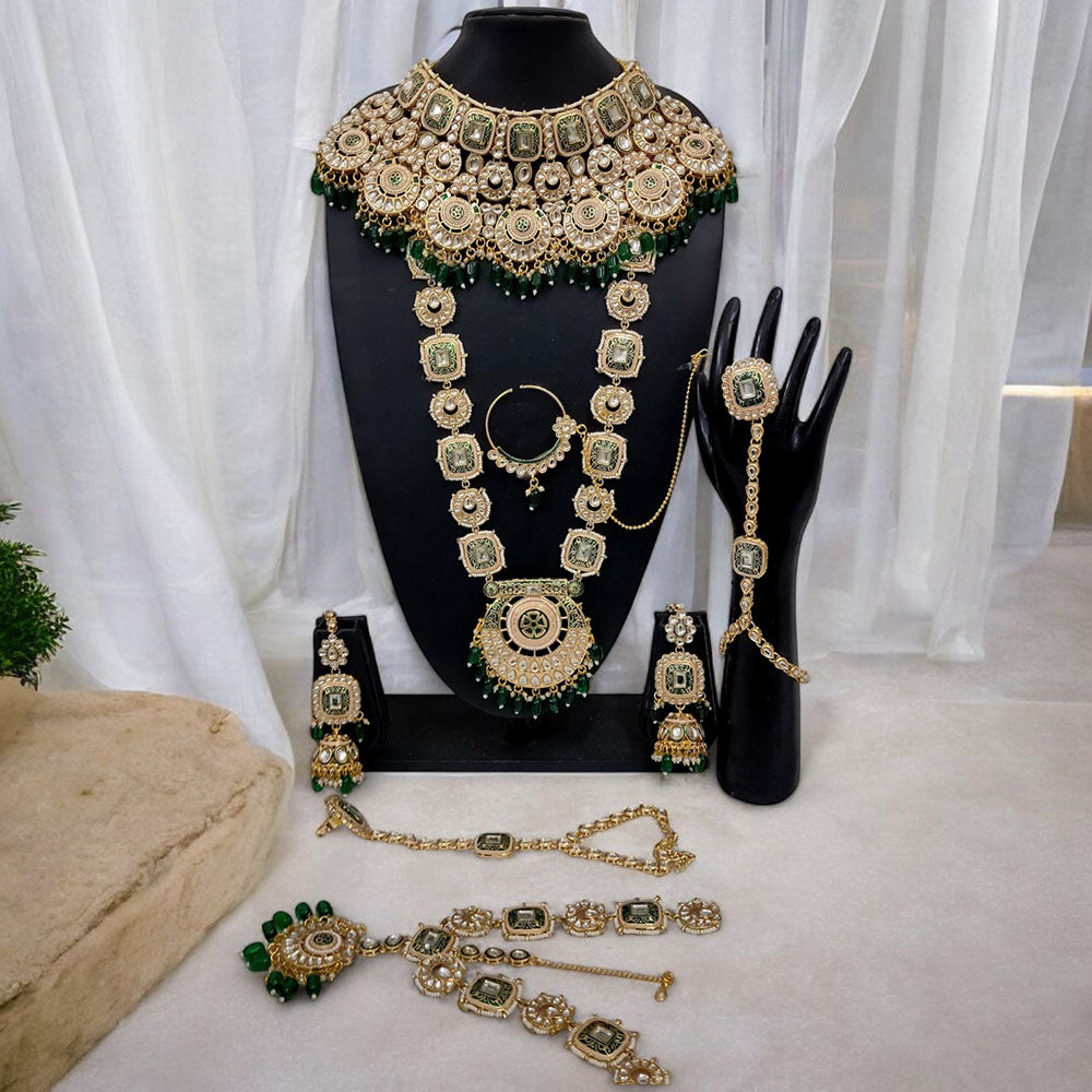 Darshana Jewels Kundan Stone Meenakari Bridal Jewellery Set
