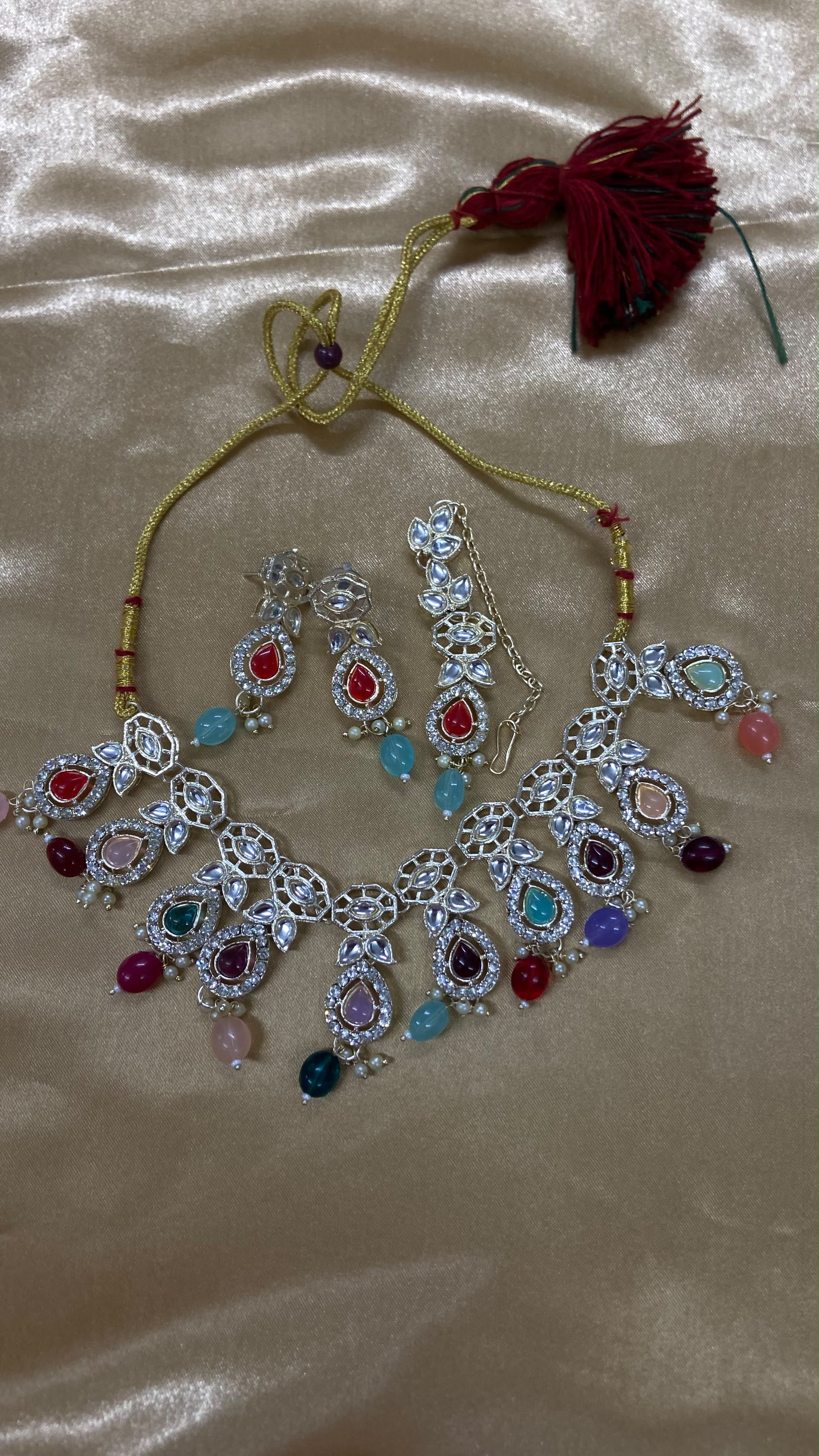 Darshana Jewels Designer Kundan And Austrian Stone Beads Necklace Set