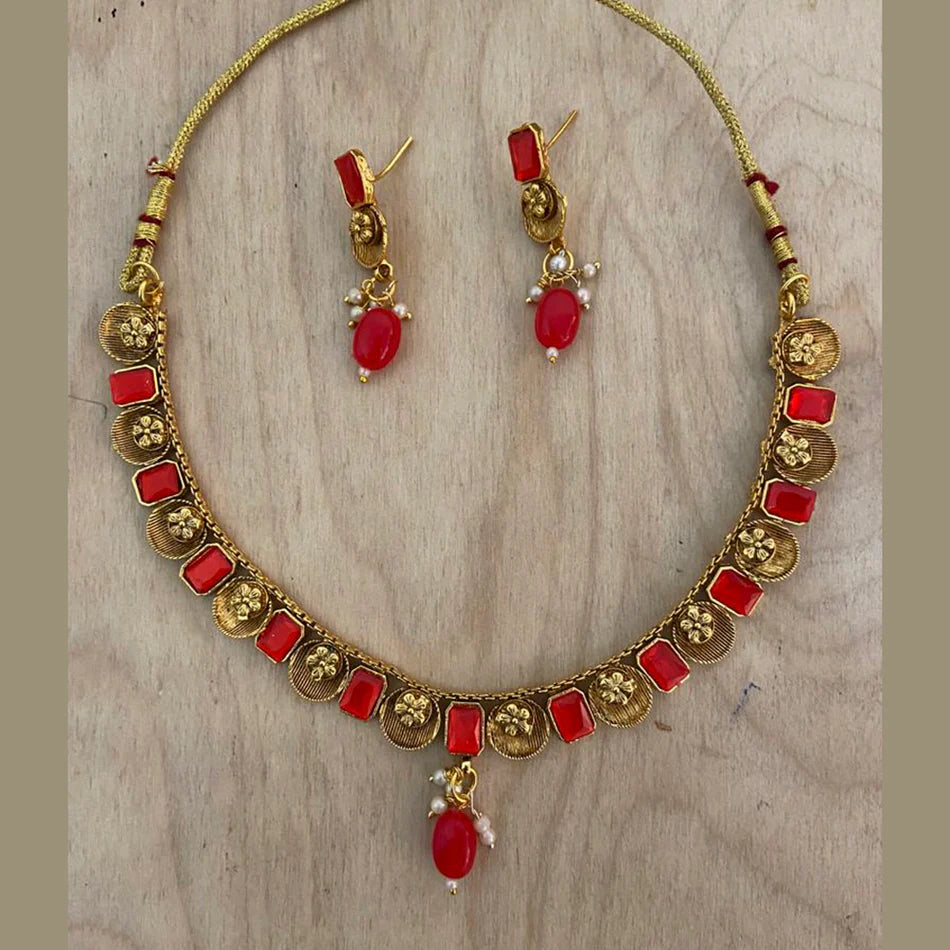 Darshana Jewels Exclusive Pota Stone And Pearl Necklace Set