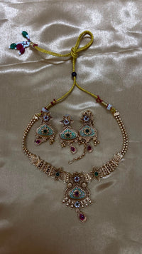 Darshana Jewels Exclusive Pota Stone And Pearl Meenakari Necklace Set