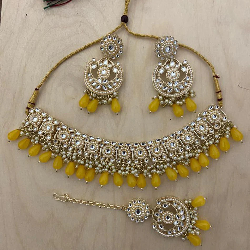 Darshana Jewels Designer Kundan Stone Beads Choker Necklace Set