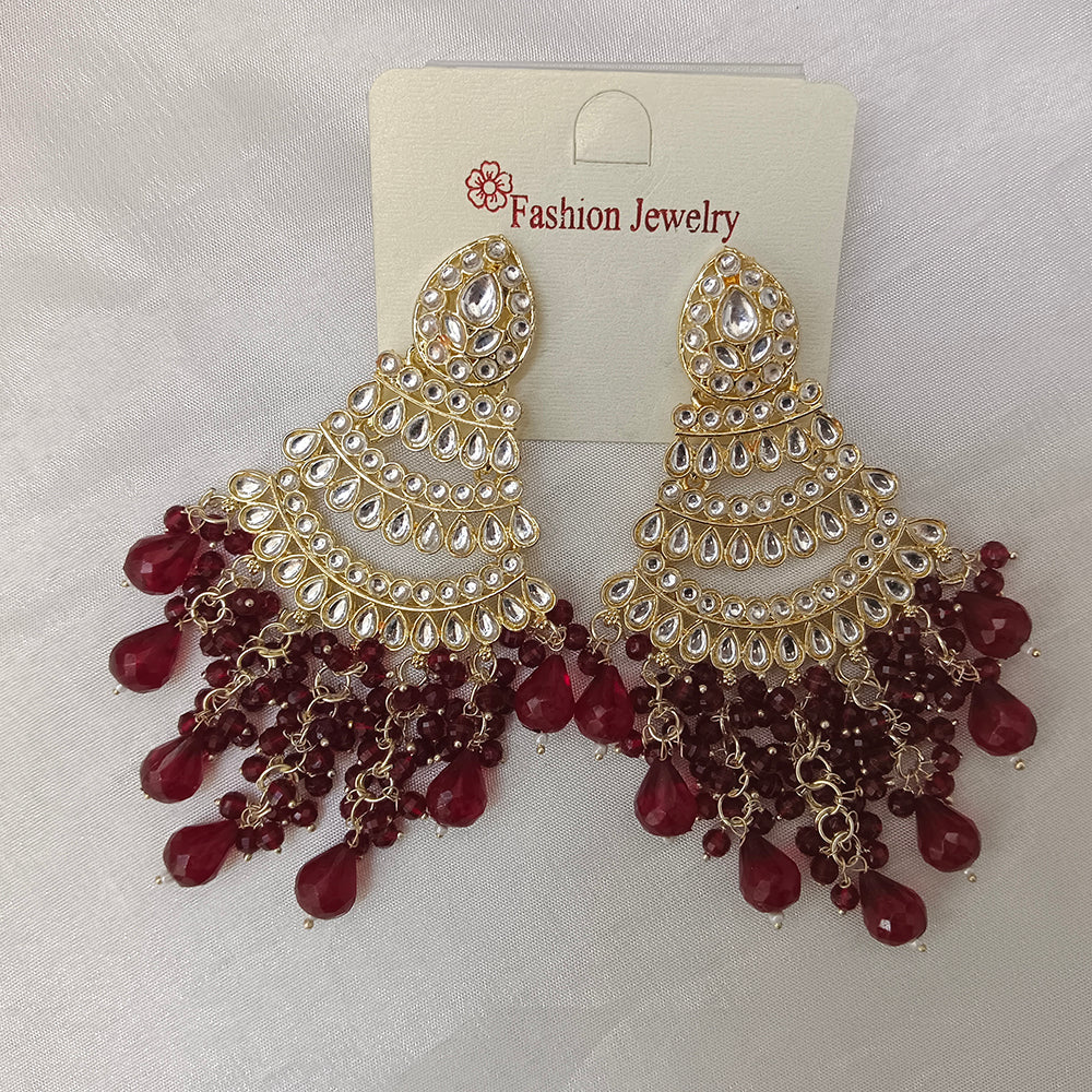 Hania Jewels Luxury Kundan Stone Pearl And Beads Dangler Earrings