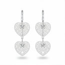 Urthn Stylish Double Heart Drop Silver Plated Earrings for Women(Pack of 3)