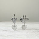 Urthn Stylish Double Heart Drop Silver Plated Earrings for Women(Pack of 3)