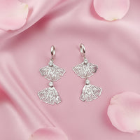 Urthn Stylish Double Flroal Drop Silver Plated Earrings for Women(Pack of 3)