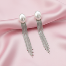 Urthn Luxe Oval Pearl Classy Long Drop Earrings(Pack of 3)