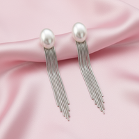 Urthn Luxe Oval Pearl Classy Long Drop Earrings(Pack of 3)