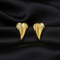 Urthn Gold Plated Gold Heart Stud Earrings for Women(Pack of 3)