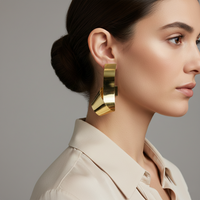 Urthn Gold Plated Gold Curved Statement Earrings for Women(Pack of 3)