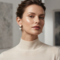 Darshana Jewels  Rose Gold Plated Heart Pearl Stud Earrings for Women  (Set of 6)