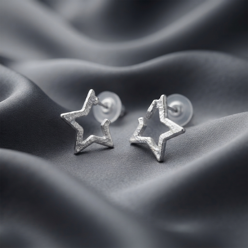 Darshana Jewels  Trendy Silver Star Geometric Hoop Earrings for Women  (Set of 6)