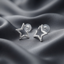 Darshana Jewels  Trendy Silver Star Geometric Hoop Earrings for Women  (Set of 6)