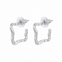 Darshana Jewels  Trendy Silver Geometric Hoop Earrings for Women  (Set of 6)