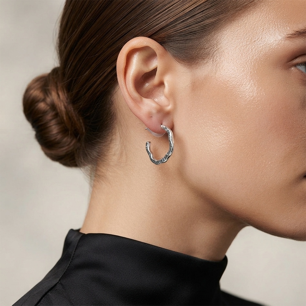 Darshana Jewels  Trendy Silver Geometric Hoop Earrings for Women  (Set of 6)