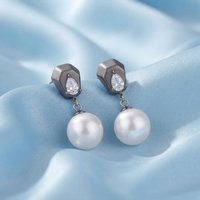 Darshana Jewels  Trendy Silver Pearl Drop Stud Earrings for Women  (Set of 6)