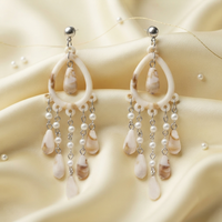 Darshana Jewels  Bohemian Shell & Pearl Drop Dangler Earrings for Women  (Set of 6)
