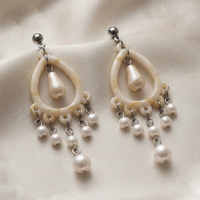 Darshana Jewels  Bohemian Shell & Pearl Drop Dangler Earrings for Women  (Set of 6)