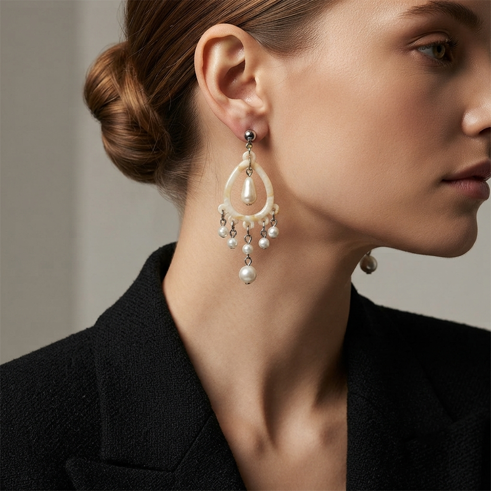 Darshana Jewels  Bohemian Shell & Pearl Drop Dangler Earrings for Women  (Set of 6)