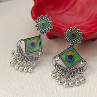 Darshana Jewels  Oxidised Plated Peacock Style Jhumki Earrings ( Pack Of 6 )