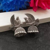 Darshana Jewels  Oxidised Plated Bird Design Jhumki Earrings(Pack of 6)